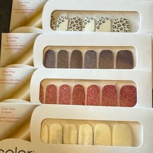 Retired Color Street Nail Strips - Leopard, Glitter Pink, Glitter Purple, Cream